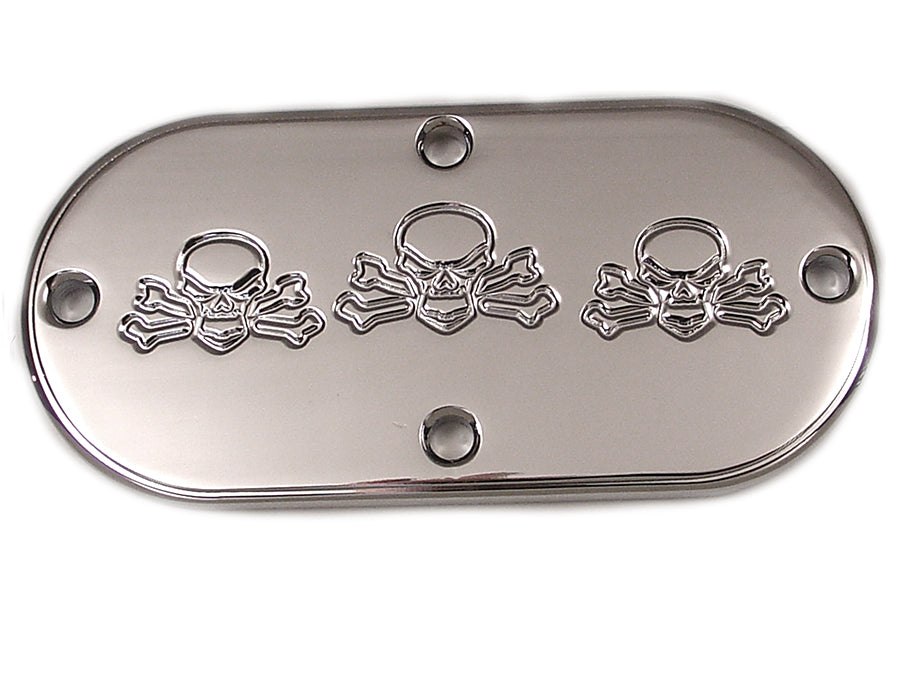 Chrome V-Twin Bonehead Skull Inspection Cover for drive line, featuring a detailed skull design on a polished finish.