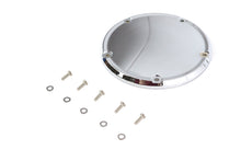 Load image into Gallery viewer, V-Twin chrome 5-hole smooth derby cover for drive line motorcycles, showcasing a polished, sleek design.
