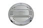 V-Twin Chrome Air Flow Derby Cover for drive line, showcasing polished chrome finish and detailed design for motorcycle engine protection.
