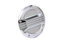 Load image into Gallery viewer, V-Twin chrome air flow derby cover for drive line motorcycle engine, featuring a sleek, polished chrome finish and detailed design.