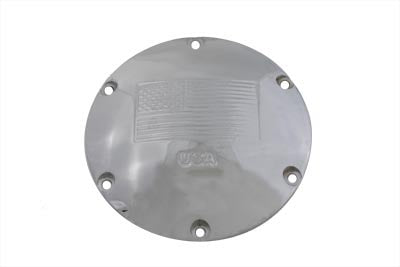 V-Twin Chrome Derby Cover for drive line, shiny chrome finish, designed for motorcycle V-Twin drive systems.