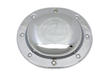 Load image into Gallery viewer, V-Twin Chrome Derby Cover for drive line, featuring World's Fair design, designed for V-Twin motorcycle models.