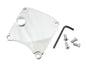 V-TWIN chrome primary inspection cover for drive line, with a shiny, polished finish and detailed branding on the cover.