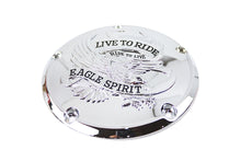 Load image into Gallery viewer, V-Twin Eagle Spirit Derby Cover in chrome for drive line motorcycle, featuring detailed eagle design and polished finish.