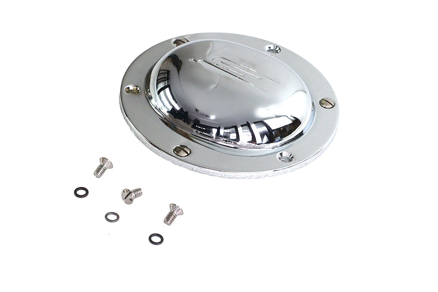 V-Twin Early Bird Style Derby Cover for drive line, featuring a polished metal finish and detailed design.