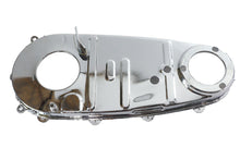 Load image into Gallery viewer, Chrome V-Twin Factory Sample Replica Inner Primary Cover for V-Twin drive line motorcycles, showcasing a polished, detailed metal finish.