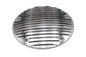 V-Twin chrome finned derby cover for drive line, featuring a polished, decorative design for motorcycle engine protection.