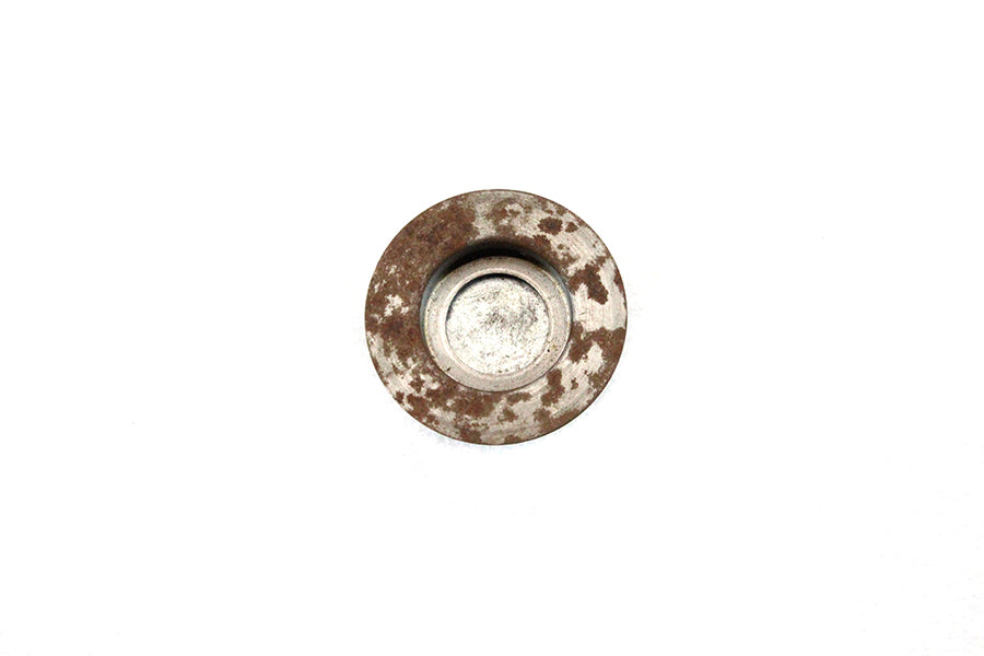 V-Twin drive line inner primary cap in raw steel for motorcycle V-Twin drive line components.