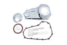 Load image into Gallery viewer, V-Twin Outer Primary Cover Kit for drive line, showcasing a black metal cover with V-Twin branding for motorcycle primary drive.