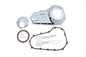 V-Twin Outer Primary Cover Kit for drive line, showcasing a black metal cover with V-Twin branding for motorcycle primary drive.