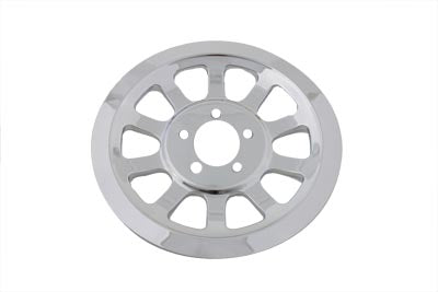 Chrome V-Twin Outer Pulley Cover for drive line with 70 teeth, designed for V-Twin motorcycle drive systems.