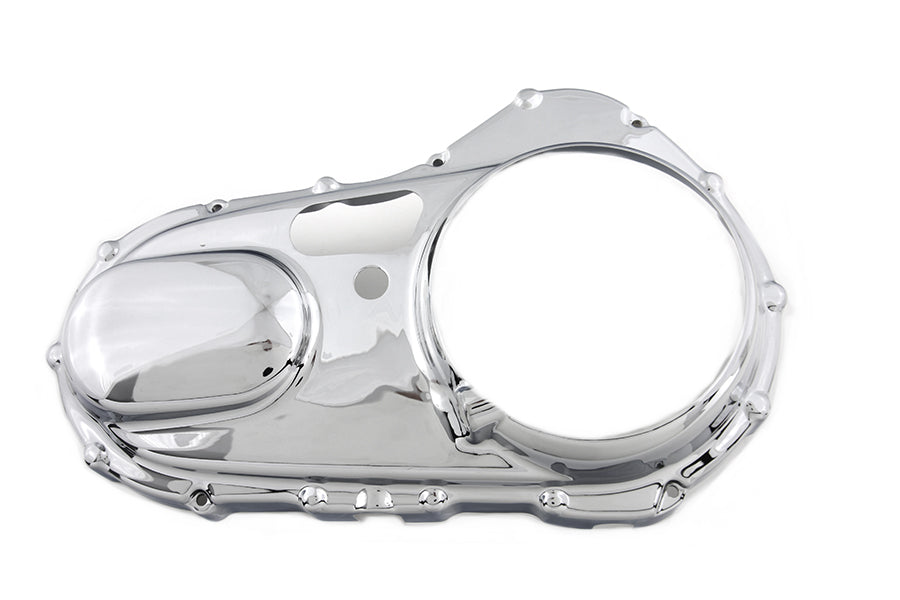 Chrome V-Twin Primary Cover Trim for drive line motorcycles, featuring sleek chrome finish and precise fit.