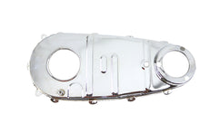 Load image into Gallery viewer, Chrome V-Twin Replica Inner Primary Cover for V-Twin drive line motorcycle, showcasing polished chrome finish and detailed design.