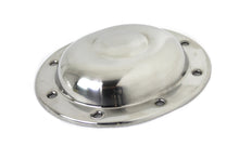 Load image into Gallery viewer, V-Twin stainless steel derby cover for drive line, showcasing shiny, high-quality replica design with detailed metal finish.