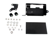 Load image into Gallery viewer, V-TWIN black electrical battery carrier kit with mounting hardware for motorcycle batteries, designed for secure installation.