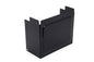 Black embossed V-Twin Battery Side Cover for motorcycle electrical system, made of durable material.