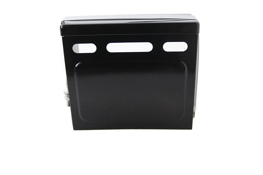 V-TWIN black battery cover kit for electrical systems, featuring a sleek, durable design for motorcycle batteries.