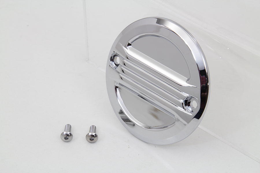 V-TWIN chrome air flow ignition system cover for electrical components, designed to enhance motorcycle engine appearance.