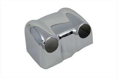 Chrome V-Twin coil cover for electrical components, smooth finish, designed for motorcycle engine protection and style.