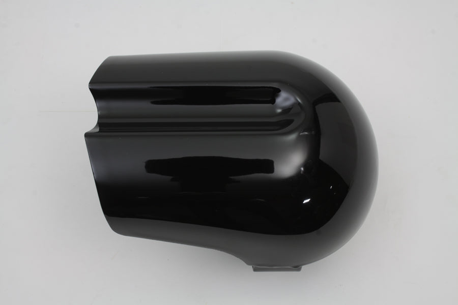 Black V-Twin CVO style horn cover for motorcycle, electrical component with a sleek, custom finish.