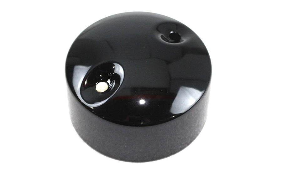 Black V-Twin generator end cover for electrical systems, shown in a close-up view with mounting details.