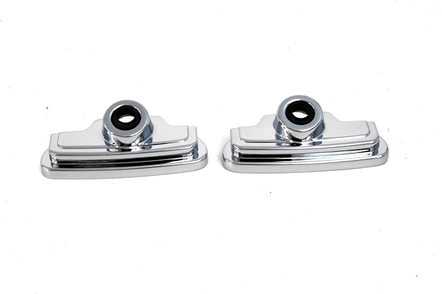 Chrome V-Twin head and spark plug cover for motorcycle electrical system, durable metal construction with polished finish.