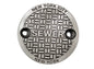 V-Twin M8 NYC electrical ignition cover with two holes, designed for motorcycle ignition system protection and style.