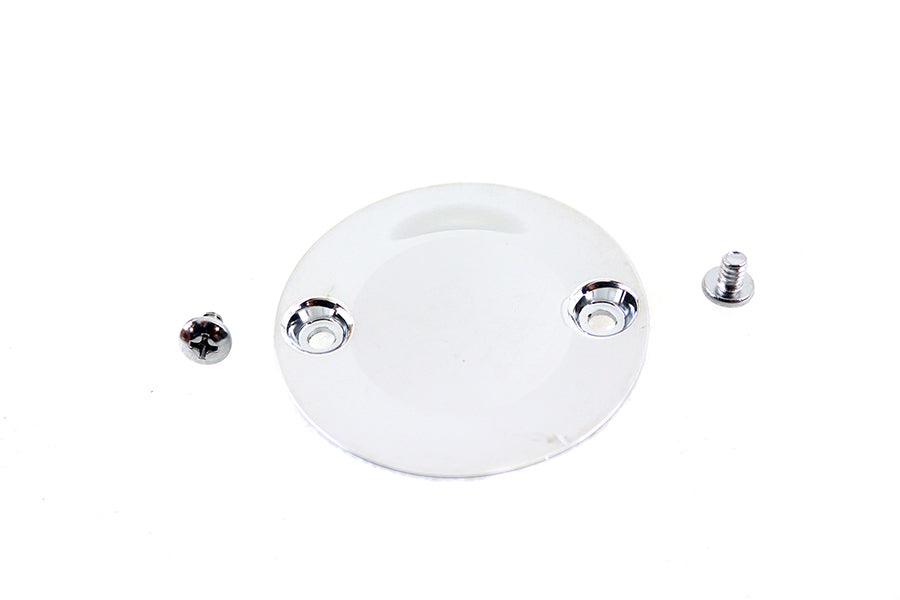 Chrome V-Twin M8 timer cover for electrical components, featuring a sleek, polished finish and durable construction.