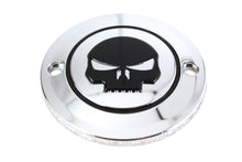 Load image into Gallery viewer, V-Twin Skull Ignition System Cover with 2 holes in chrome finish for motorcycle electrical components.