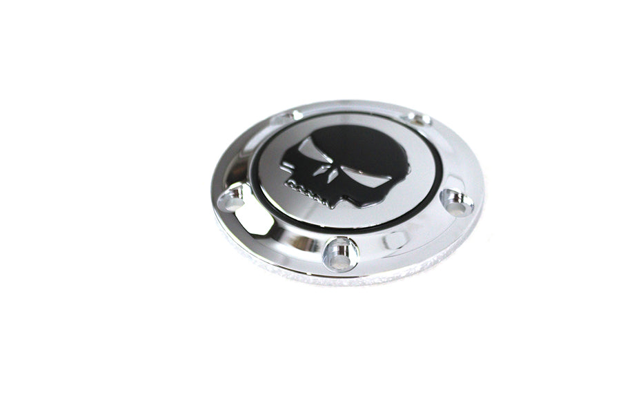 V-TWIN Skull ignition system cover with 5-hole chrome finish for motorcycle electrical components.