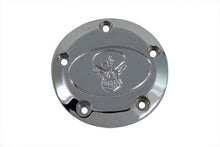 Load image into Gallery viewer, V-TWIN Skull ignition system cover with 5-hole chrome finish, designed for motorcycle electrical components.