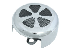 Load image into Gallery viewer, Chrome V-Twin spoke style round horn cover for motorcycle electrical system, with a polished, chrome finish.