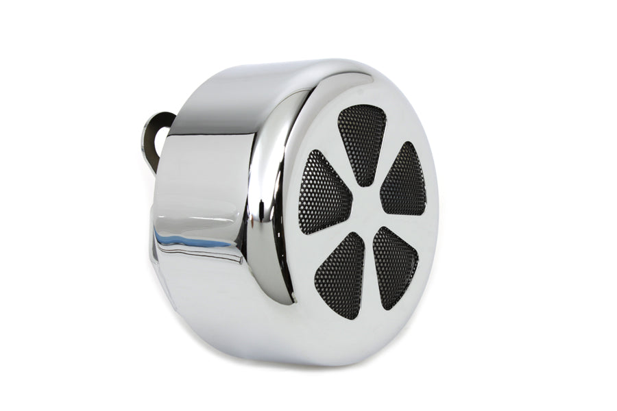 Chrome V-Twin spoke style round horn cover for electrical components, with a polished finish and classic spoke design.