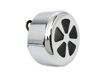 Load image into Gallery viewer, Chrome V-Twin spoke style round horn cover for electrical components, with a polished finish and classic spoke design.