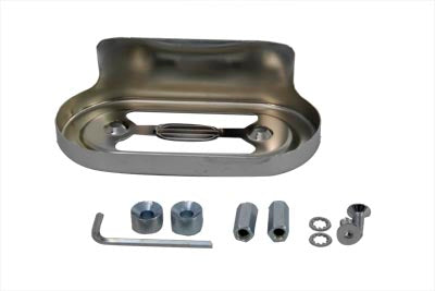 Chrome V-Twin voltage regulator cover for motorcycle electrical system, durable and stylish accessory.