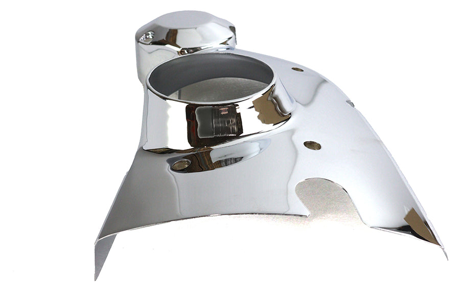 V-Twin engine cam cover trim showcasing a chrome finish, designed to enhance the appearance of motorcycle engine covers.