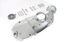 Load image into Gallery viewer, V-Twin chrome engine cam and sprocket cover kit with polished finish, designed for V-Twin motorcycle engines.