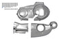 V-TWIN chrome engine dress-up set for motorcycle engine enhancement, with shiny chrome components and detailed design.