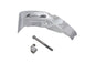 V-Twin chrome left side cylinder base cover for motorcycle engine, showcasing polished metal finish and detailed craftsmanship.