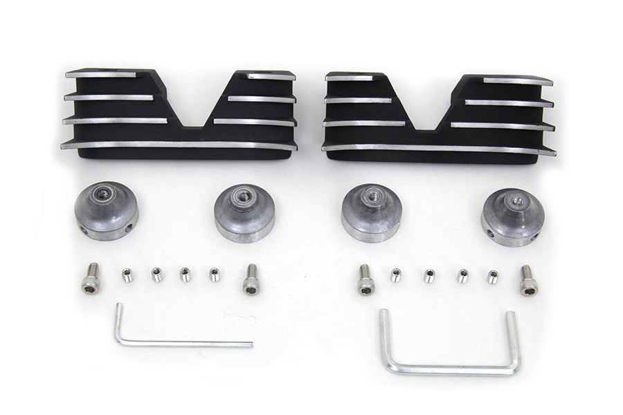 V-Twin engine head bolt and spark plug cover kit in black, designed for motorcycle engine customization.