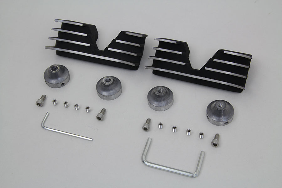 V-Twin engine head bolt and spark plug cover kit in black, designed for motorcycle engine enhancement.