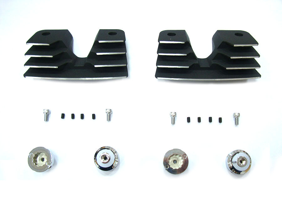 V-Twin engine head bolt and spark plug cover kit in black for motorcycle engine customization.