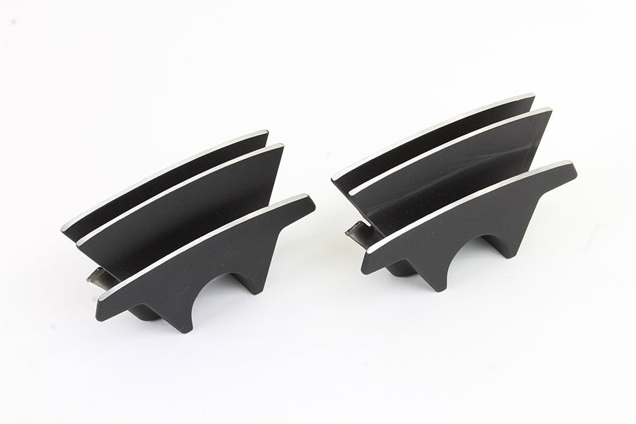 V-Twin M8 finned spark plug cover set in black for engine protection and stylish motorcycle customization.