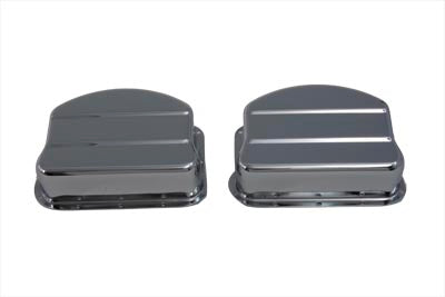 Chrome V-Twin Replica Panhead Valve Cover for engine, showcasing shiny, detailed metal design with V-Twin branding.