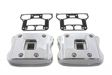 Load image into Gallery viewer, Chrome V-Twin engine rocker box cover set with intricate design for Harley-Davidson motorcycles.