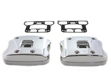 Load image into Gallery viewer, Chrome V-Twin engine rocker box cover set with polished finish, designed for Harley-Davidson motorcycles.