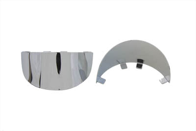 V-TWIN Chrome Light Visor for motorcycle lighting, shiny chrome finish, designed to enhance visibility and style.