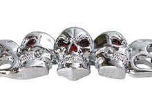 Load image into Gallery viewer, Chrome skull-style V-Twin license plate frame with lighting accents, designed for motorcycle customization.