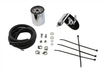 Load image into Gallery viewer, V-Twin Pura Flow universal oil filter kit installed on oil tank for motorcycle engine filtration system.