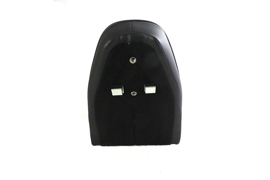 V-Twin Corbin Gentry solo seat for motorcycle, shown with saddlebag, featuring sleek black leather and streamlined design.